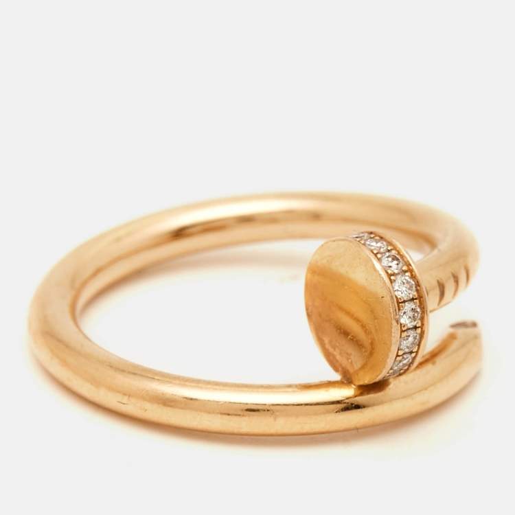 Pre Owned Cartier Juste Un Clou Diamond 18k Rose Gold Classic Model Ring Size 55