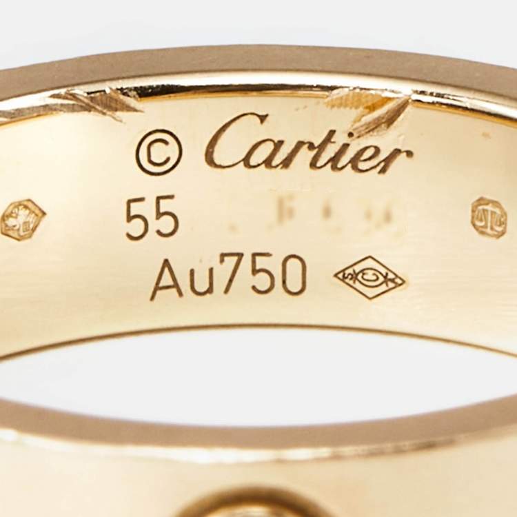 Pre Owned Cartier Love 3 Diamonds 18k Rose Gold Classic Model Ring Size 55