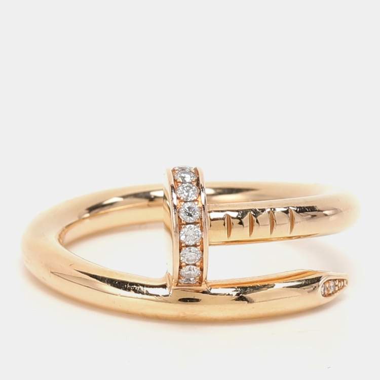 مملوكة مسبقًا Cartier Juste Un Clou Diamonds 18k Rose Gold Ring Size 52