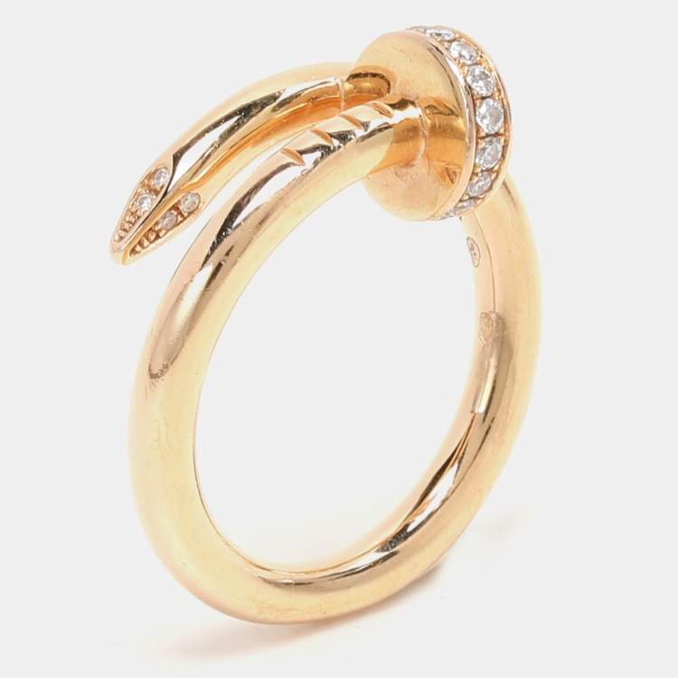 مملوكة مسبقًا Cartier Juste Un Clou Diamonds 18k Rose Gold Ring Size 52