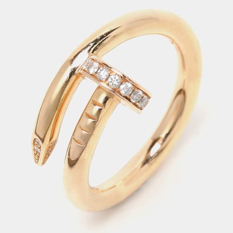مملوكة مسبقًا Cartier Juste Un Clou Diamonds 18k Rose Gold Ring Size 52