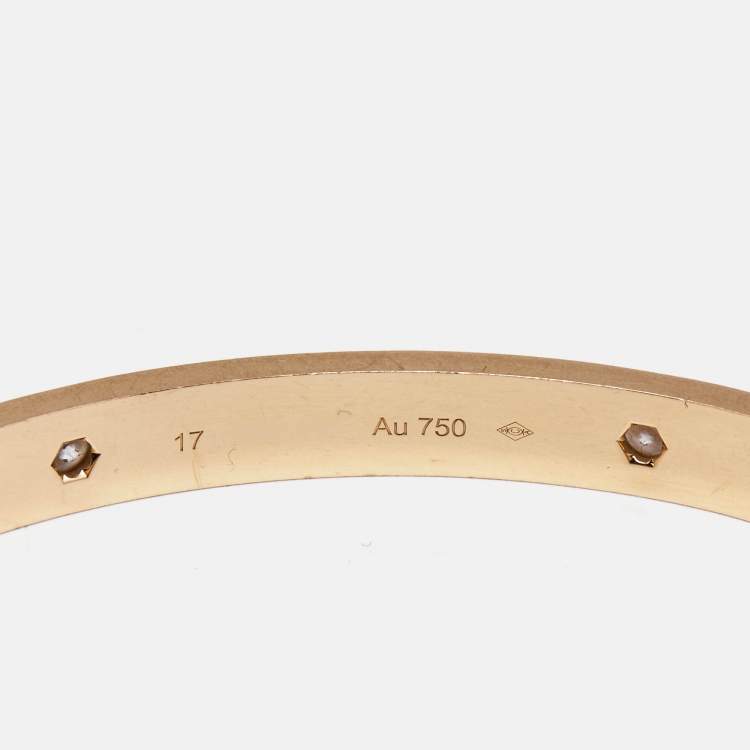 Pre Owned Cartier Love 4 Diamonds 18k Rose Gold Bracelet 17