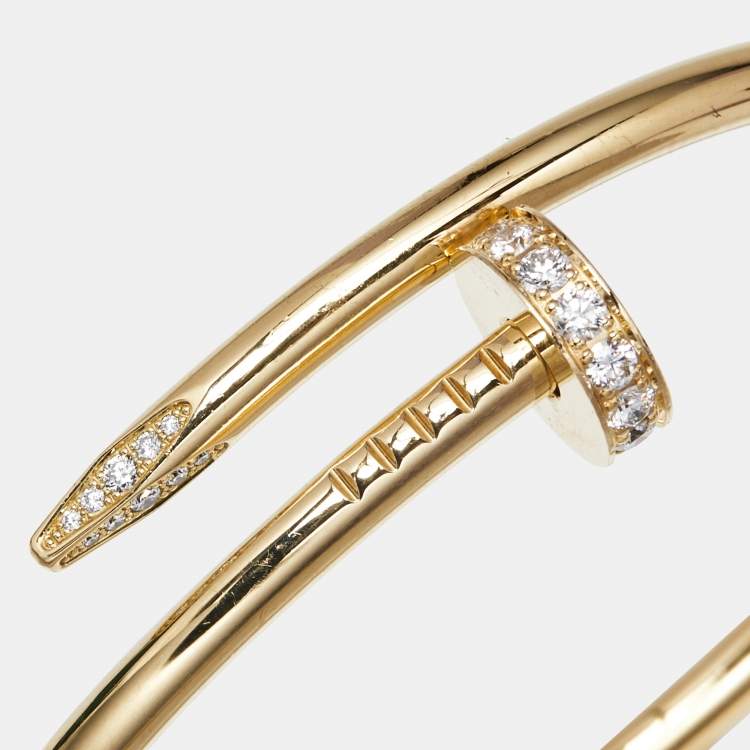 Pre Owned Cartier Juste Un Clou Diamonds 18k Yellow Gold Classic Model Bracelet 16
