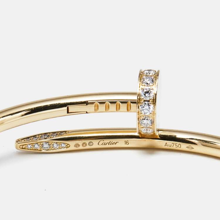 Pre Owned Cartier Juste Un Clou Diamonds 18k Yellow Gold Classic Model Bracelet 16