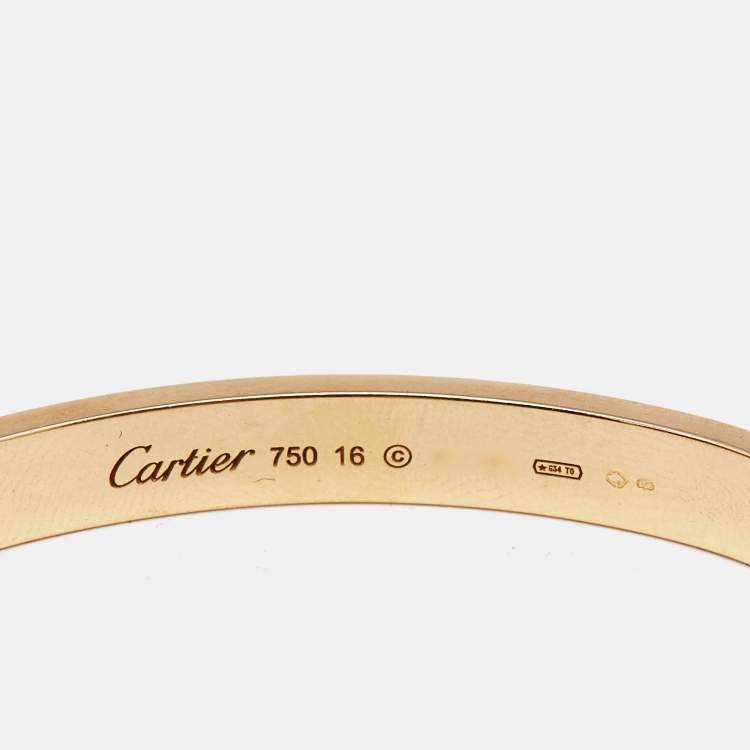 Pre Owned Cartier Love 18k Yellow Gold Classic Model Bracelet 16