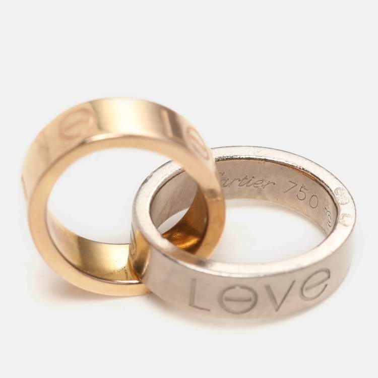 Pre Owned Cartier Love Interlocking Loops 18k Two Tone Gold Bracelet Motif