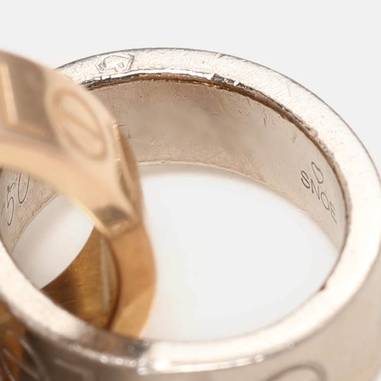 Pre Owned Cartier Love Interlocking Loops 18k Two Tone Gold Bracelet Motif