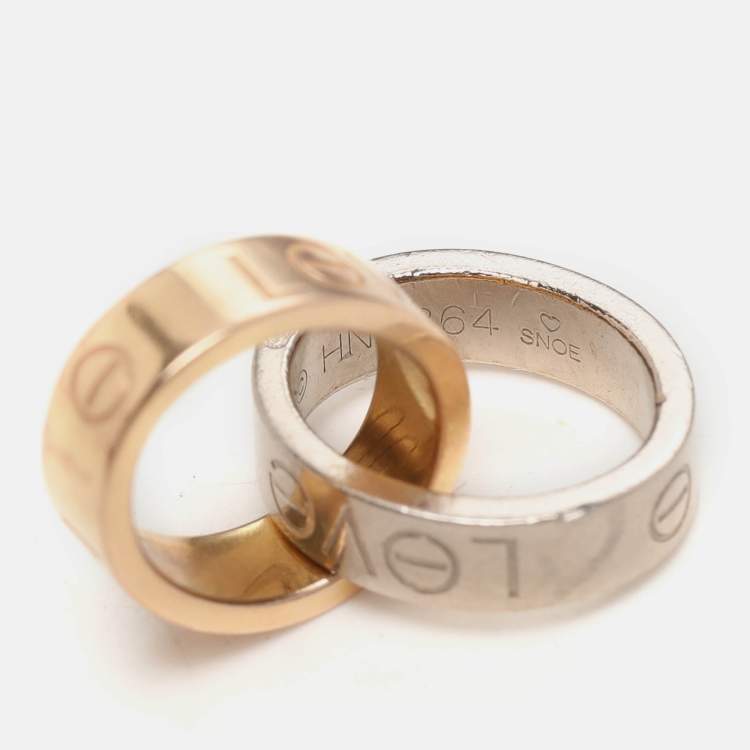Pre Owned Cartier Love Interlocking Loops 18k Two Tone Gold Bracelet Motif