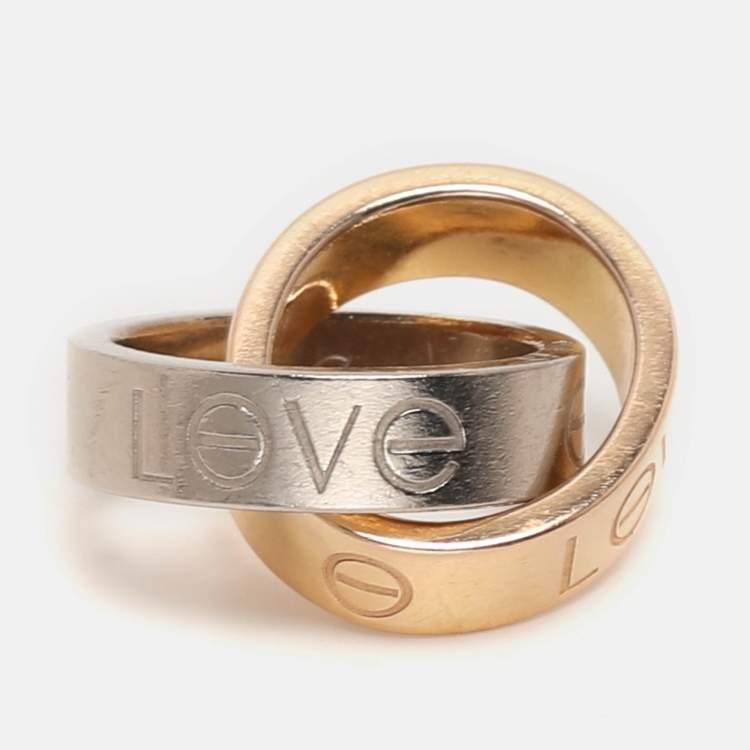 Pre Owned Cartier Love Interlocking Loops 18k Two Tone Gold Bracelet Motif
