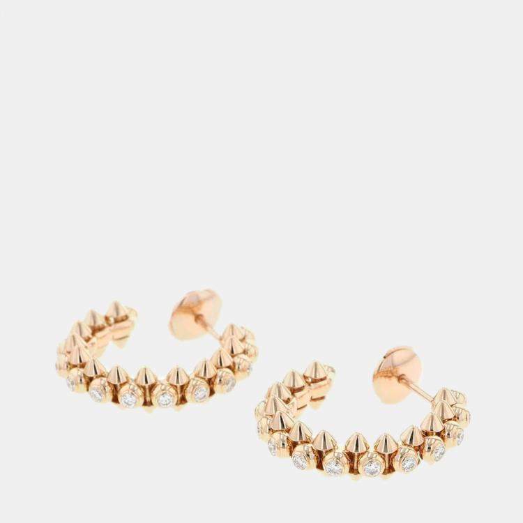 Pre Owned Cartier 18K Rose Gold and Diamond Clash de Cartier Hoop Earrings