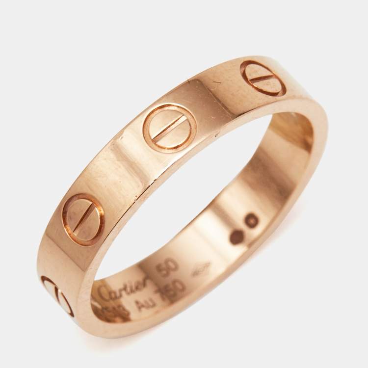 Pre Owned Cartier Love 18k Rose Gold Small Model Wedding Band Ring Size 50