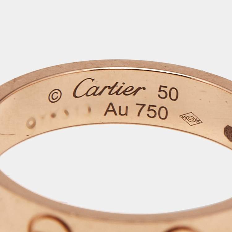 Pre Owned Cartier Love 18k Rose Gold Small Model Wedding Band Ring Size 50