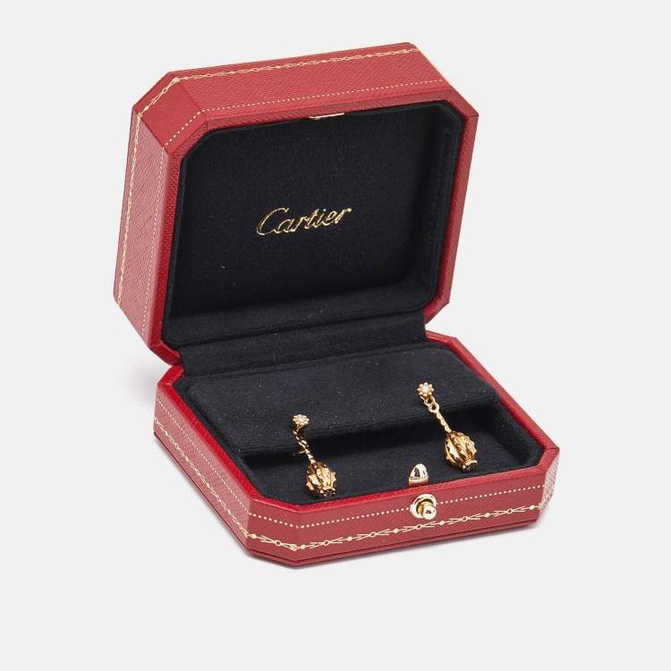 Pre Owned Cartier Cactus de Cartier Diamond 18K Yellow Gold Drop Earrings