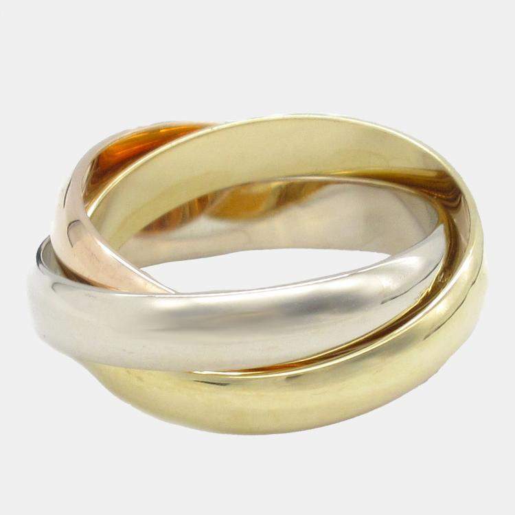 Pre Owned Cartier 18K Yellow, Rose, White Gold Trinity Ring EU 49