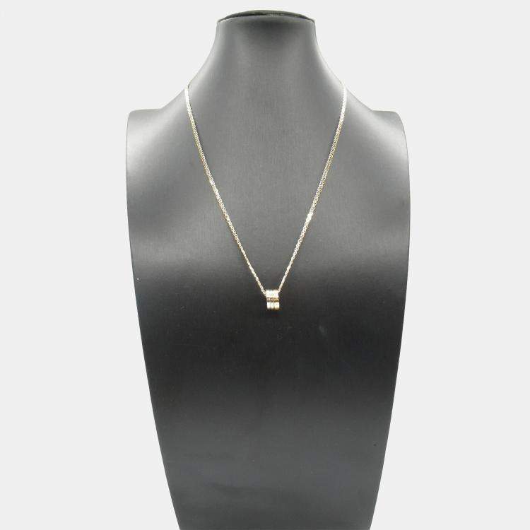 Pre Owned Cartier 18K White Pink Gold Diamond Love Three Hoop Necklace