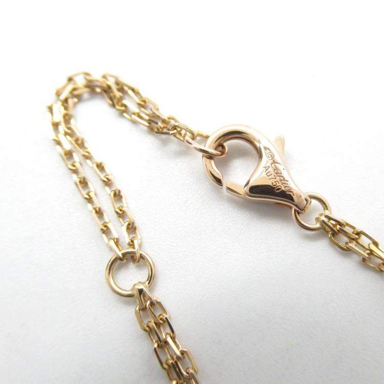 Pre Owned Cartier Ceramic 18K Pink Gold Diamond Love Three Hoop Necklace 