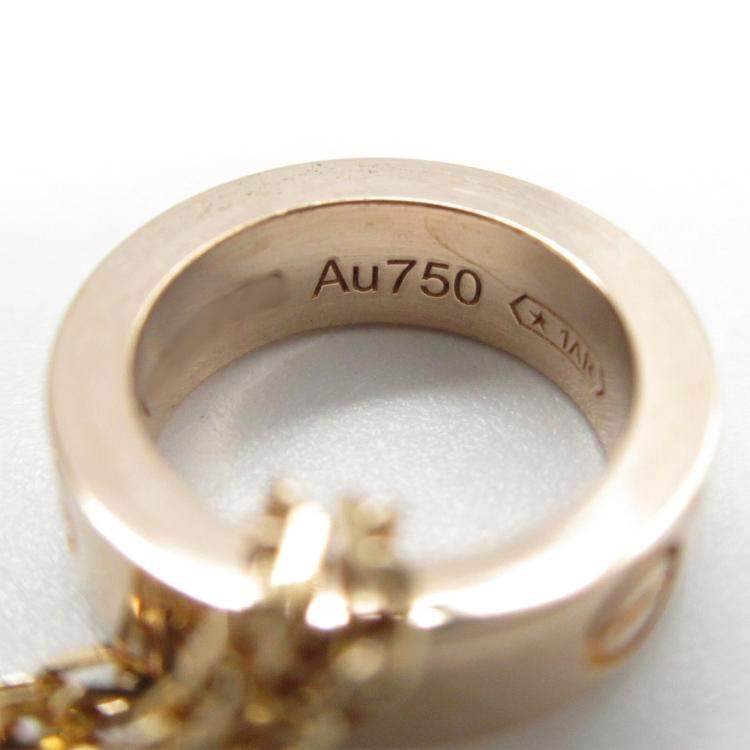 Pre Owned Cartier Ceramic 18K Pink Gold Diamond Love Three Hoop Necklace 