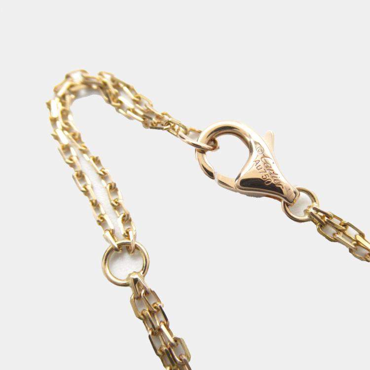Pre Owned Cartier Ceramic 18K Pink Gold Diamond Love Three Hoop Necklace 