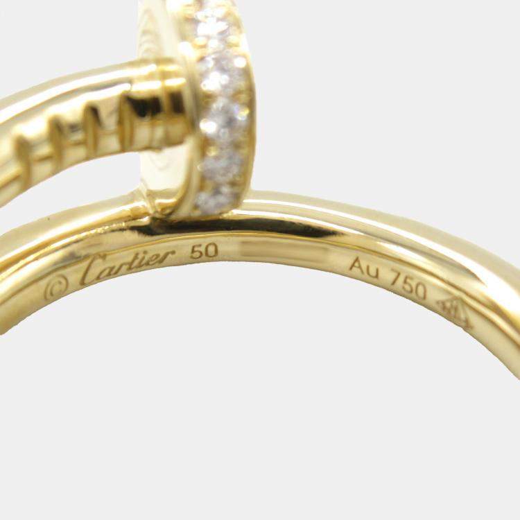 Pre Owned Cartier 18K Yellow Gold Diamond Juste Un Clou Ring EU 50