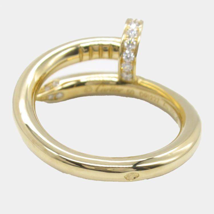 Pre Owned Cartier 18K Yellow Gold Diamond Juste Un Clou Ring EU 50