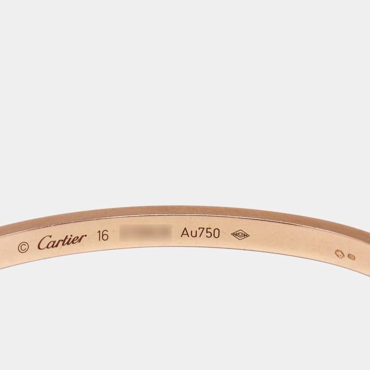 Pre Owned Cartier Love 18k Rose Gold Small Model Bracelet 16