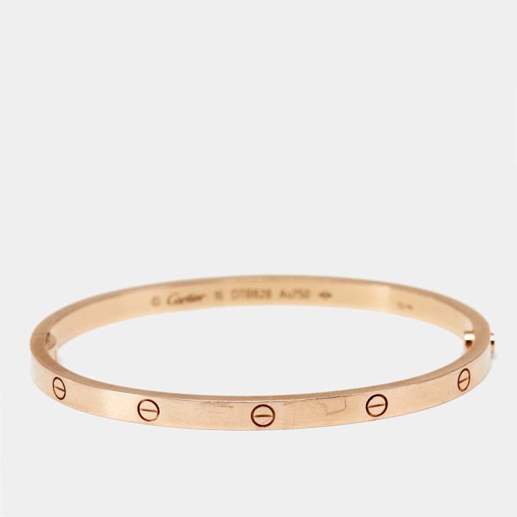 Pre Owned Cartier Love 18k Rose Gold Small Model Bracelet 16