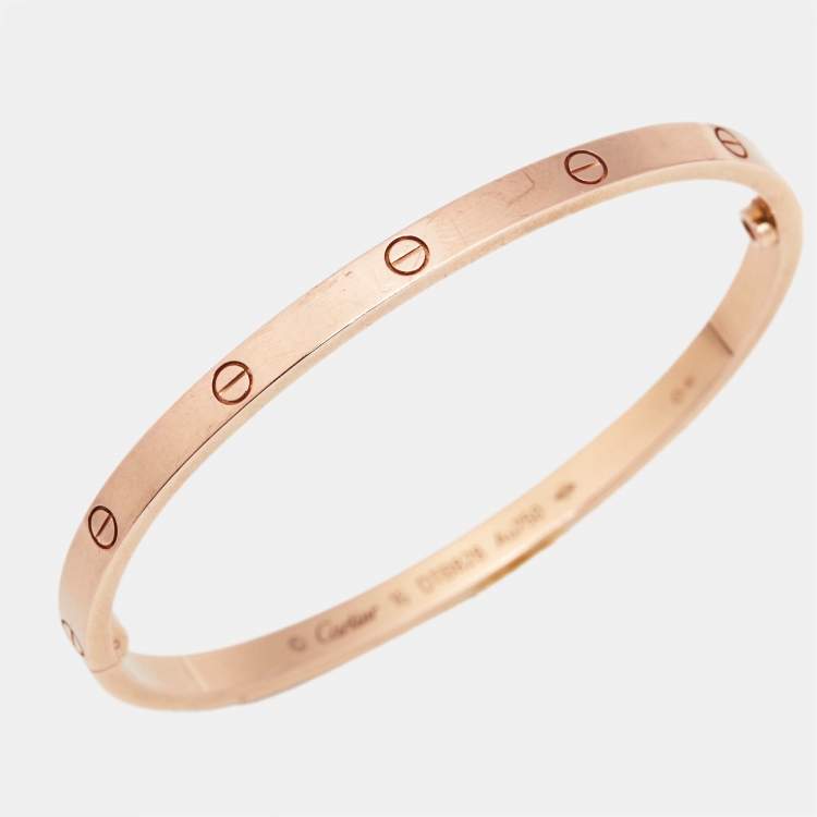 Pre Owned Cartier Love 18k Rose Gold Small Model Bracelet 16