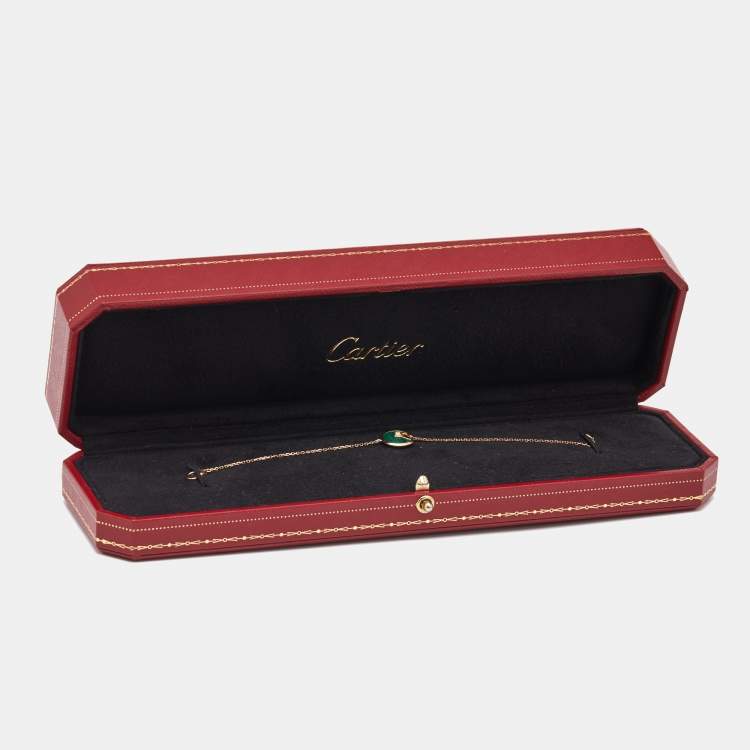 Pre Owned Cartier Amulette De Cartier Malachite Diamond 18k Rose Gold XS Model Bracelet 