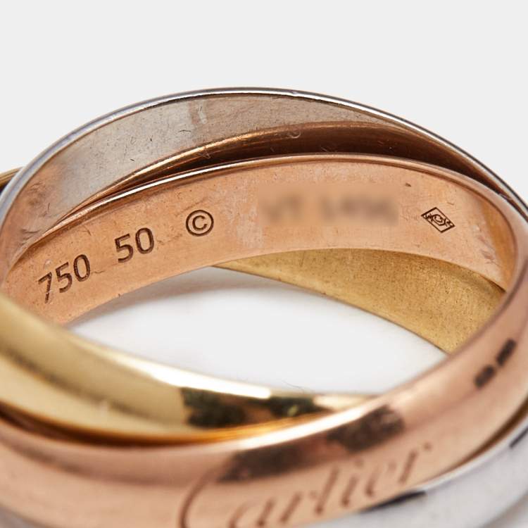 Pre Owned Cartier Trinity 18k Three Tone Gold Ring Size 50