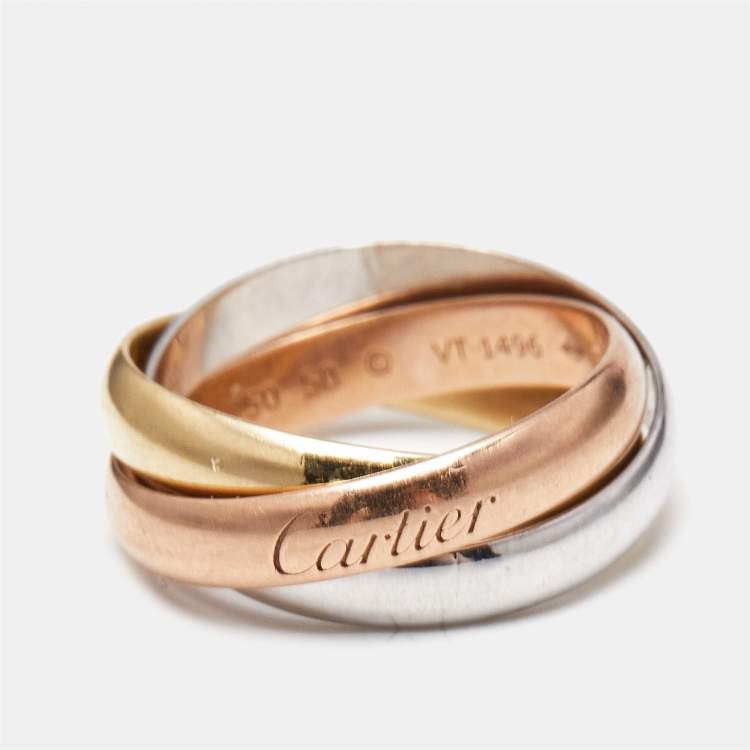 Pre Owned Cartier Trinity 18k Three Tone Gold Ring Size 50