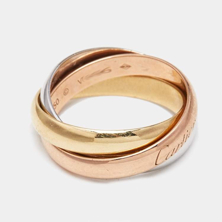 Pre Owned Cartier Trinity 18k Three Tone Gold Ring Size 50