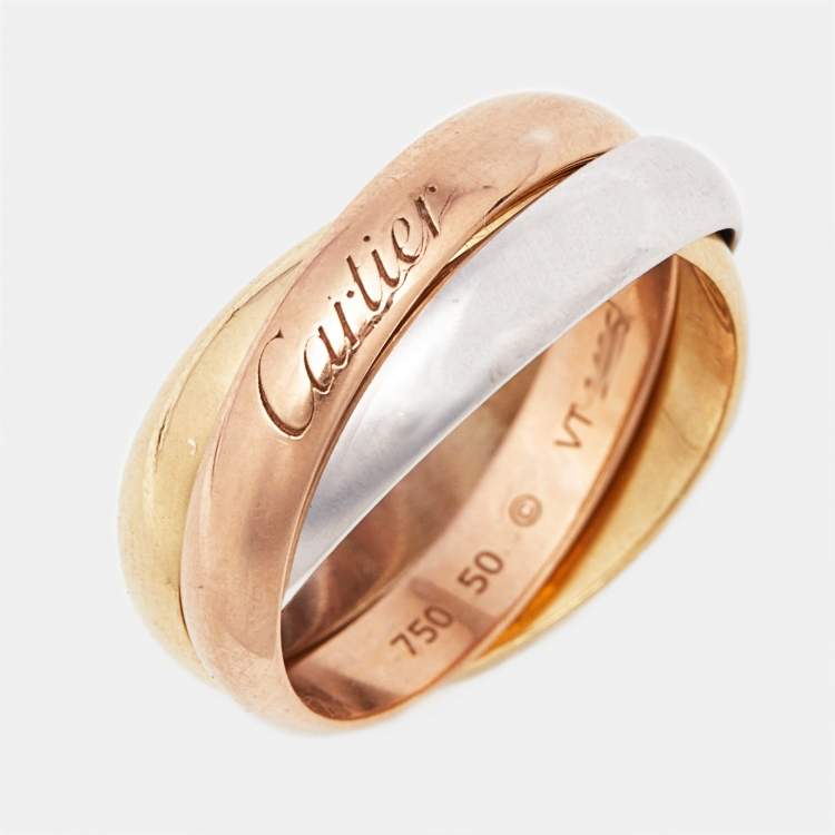 Pre Owned Cartier Trinity 18k Three Tone Gold Ring Size 50