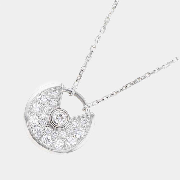 Pre Owned Cartier 18K White Gold and Diamond Amulette De Cartier Pendant Necklace