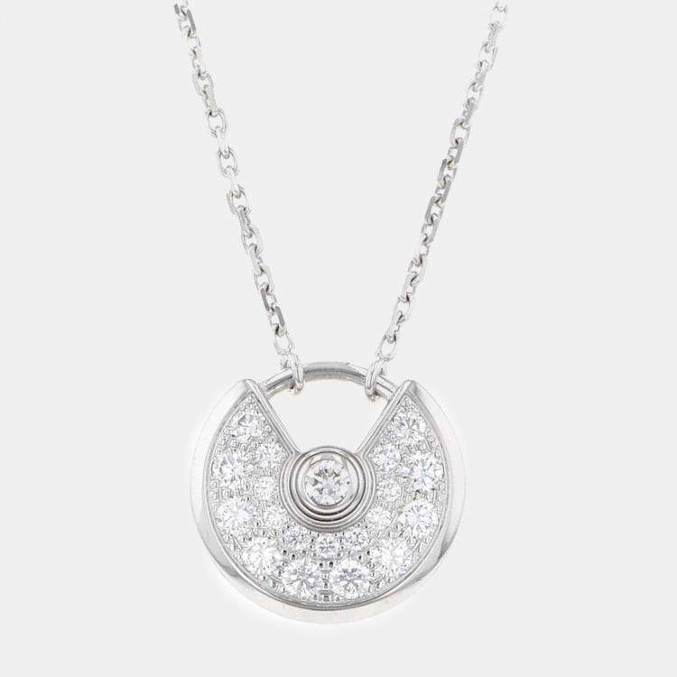 Pre Owned Cartier 18K White Gold and Diamond Amulette De Cartier Pendant Necklace