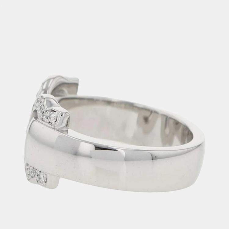 Pre Owned Cartier 18K White Gold C De Cartier Band Ring EU 49