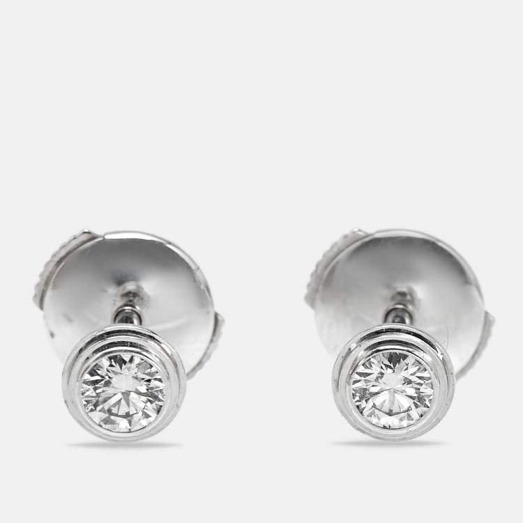 Pre Owned Cartier d'Amour Diamonds 18k White Gold Medium Model Stud Earrings