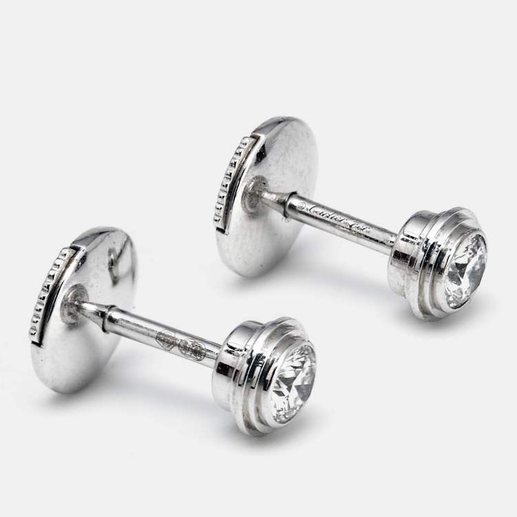 Pre Owned Cartier d'Amour Diamonds 18k White Gold Medium Model Stud Earrings