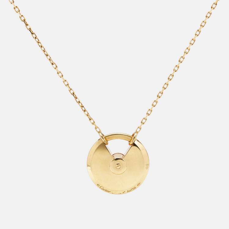Pre Owned Cartier Amulette De Cartier Lapis Lazuli Diamond 18k Yellow Gold Small Model Necklace