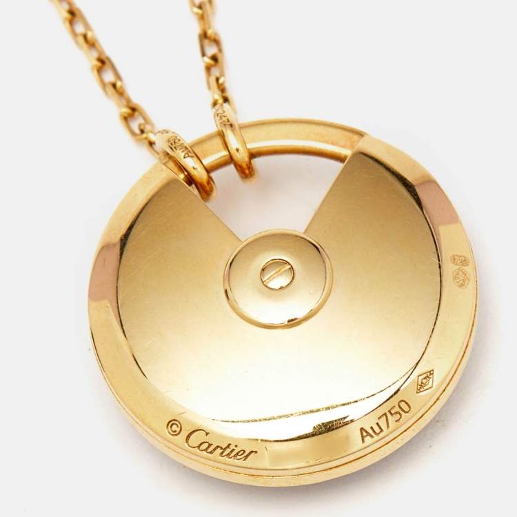 Pre Owned Cartier Amulette De Cartier Lapis Lazuli Diamond 18k Yellow Gold Small Model Necklace