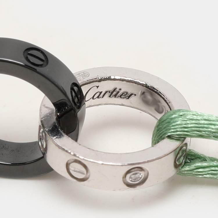 Pre Owned Cartier Love 18K White Gold Black Ceramic Diamond Bracelet