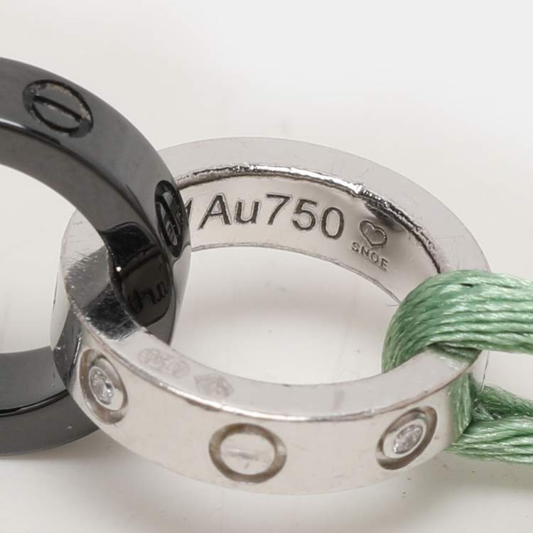 Pre Owned Cartier Love 18K White Gold Black Ceramic Diamond Bracelet