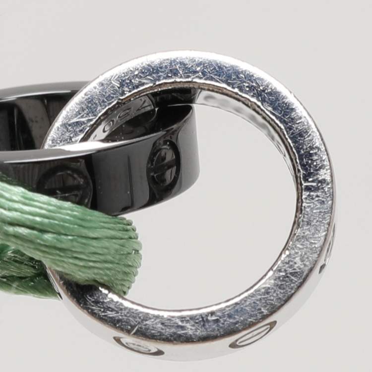 Pre Owned Cartier Love 18K White Gold Black Ceramic Diamond Bracelet