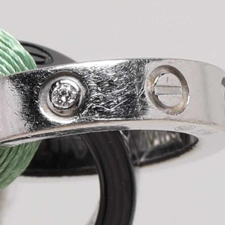 Pre Owned Cartier Love 18K White Gold Black Ceramic Diamond Bracelet