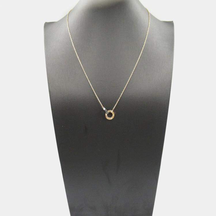 Pre Owned Cartier 18K Rose Gold Diamond Ceramic Love Necklace 