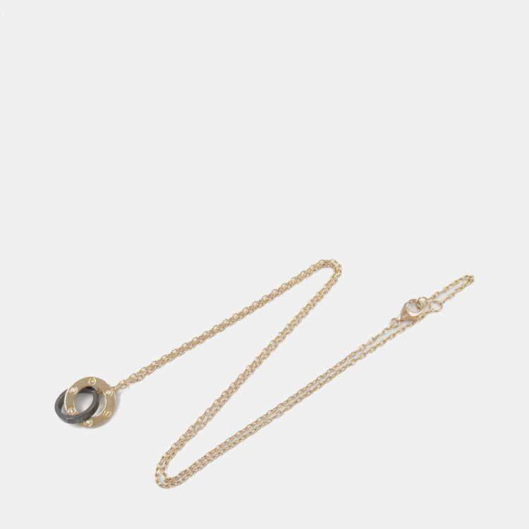 Pre Owned Cartier 18K Rose Gold Diamond Ceramic Love Necklace 