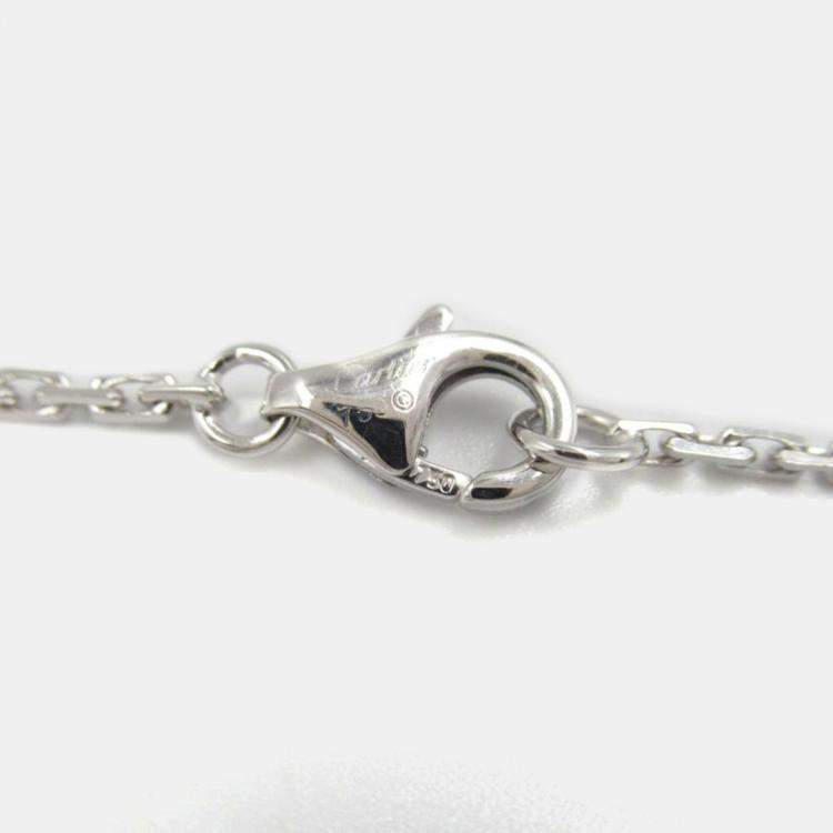 Pre Owned Cartier 18K White Gold Diamond Ceramic Baby Love Necklace 