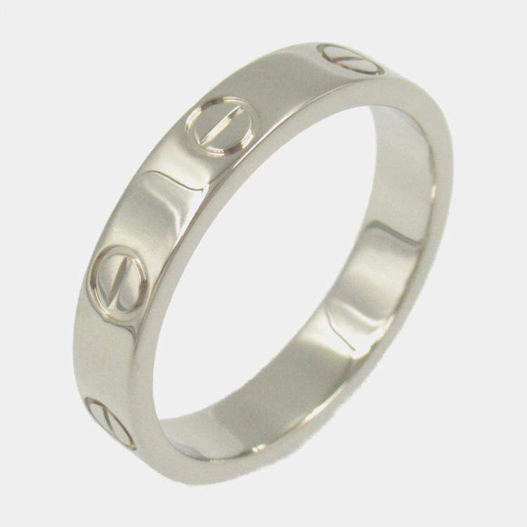 Pre Owned Cartier 18K White Gold Love Band Ring EU 51