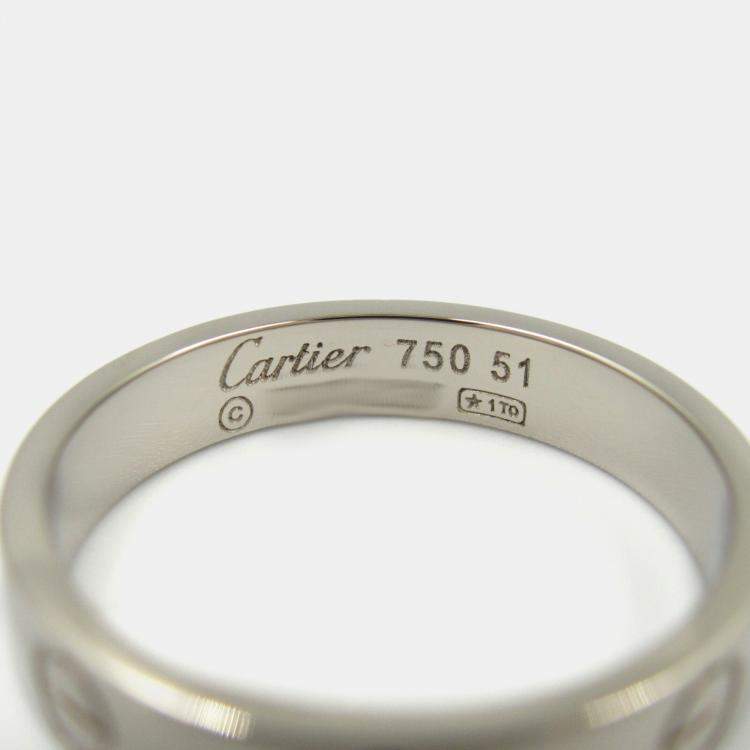 Pre Owned Cartier 18K White Gold Love Band Ring EU 51