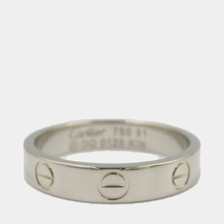 Pre Owned Cartier 18K White Gold Love Band Ring EU 51