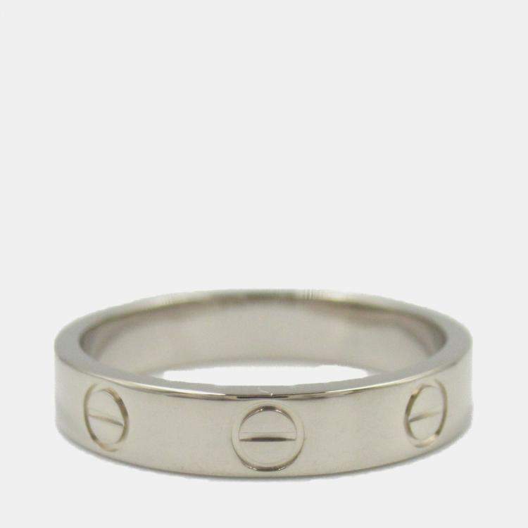 Pre Owned Cartier 18K White Gold Love Band Ring EU 51